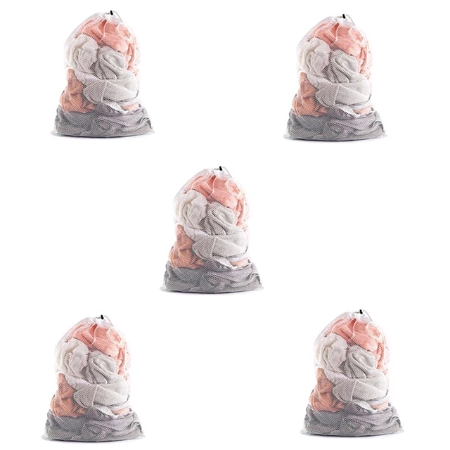 5 pz borsa per bucato in rete con cordini extra oversize con tracolla Suitab S2E4