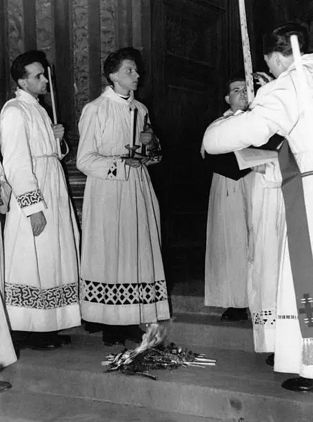 The parish priest blessing ceremony Holy Saturday Saint-Severi- 1931 Old Photo