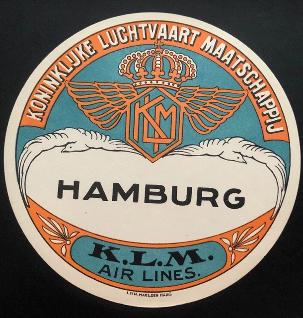 Mint Netherlands Air Baggage Label Tag Hamburg KLM Royal Dutch Air Lines