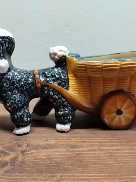 Poodle Pulling Wagon Cart Flower Planter Made in Japan Vintage Ceramic Dog Poodle Pulling Wagon Cart Flower Planter Made in Japan Vintage Ceramic Dog