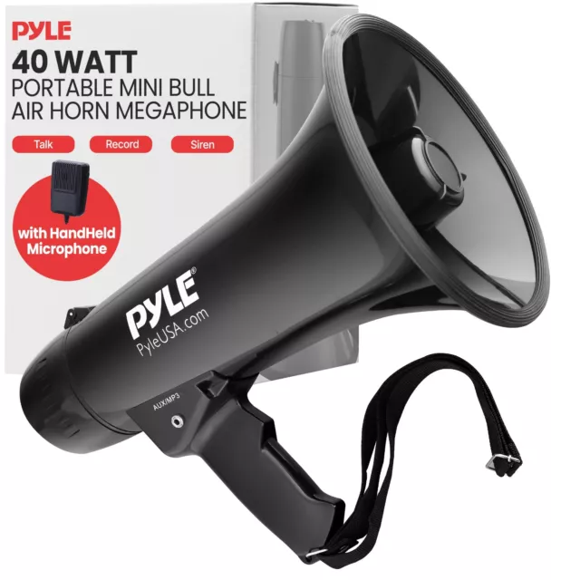 Pyle PMP43IN 40W Professional Megaphone Bullhorn w/ Siren & Aux-In for Music