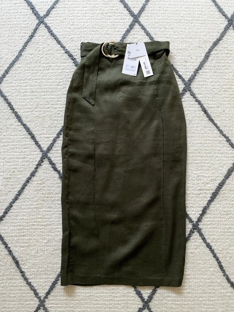 Khaki pencil skirt zara sale