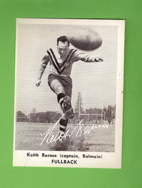 1967 Mirror Newspaper Rugby League Card - Keith Barnes, Balmain Tigers