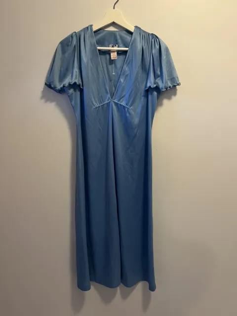 Vintage Julian Haye Blue Evening Slip Dress 60s/70s  Size 12 Made In Australia