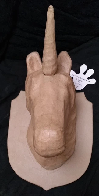 Cabeza de trofeo Décopatch Mache UNICORNIO (LA009o), 25x30x 36cm, Marrón Artesanía etc.