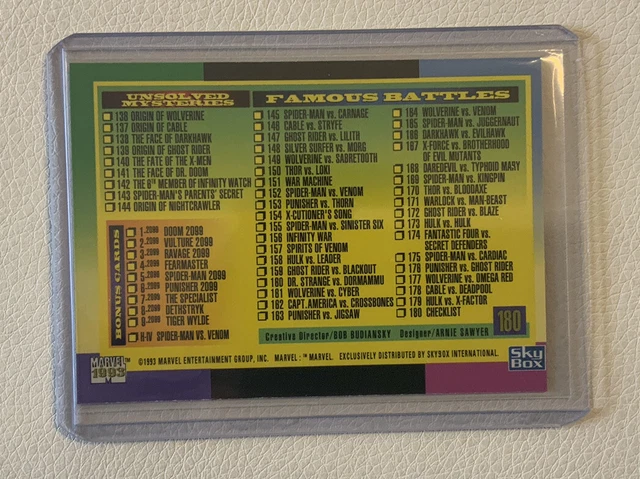Checklist 1993 Skybox Marvel Universe Series 4 #180 {0127