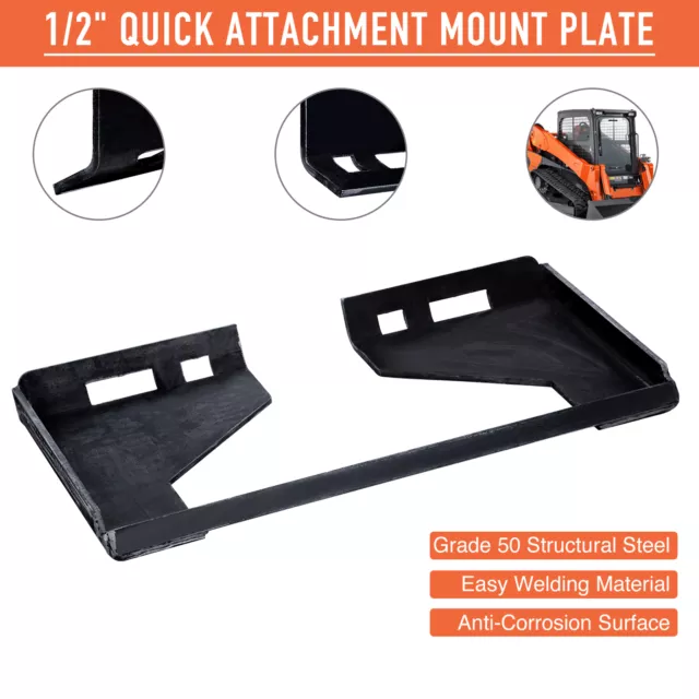 PREENEX 1/2-In. Thick Skidsteer Quick Tach Mount Plate Adapter Attachment HD