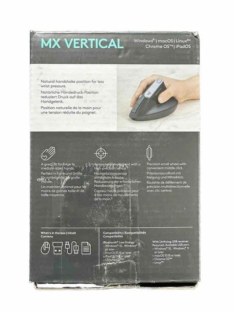 LOGITECH MX VERTICAL Kabellose Ergonomisch Maus Schwarz 910-005448 EUR ...