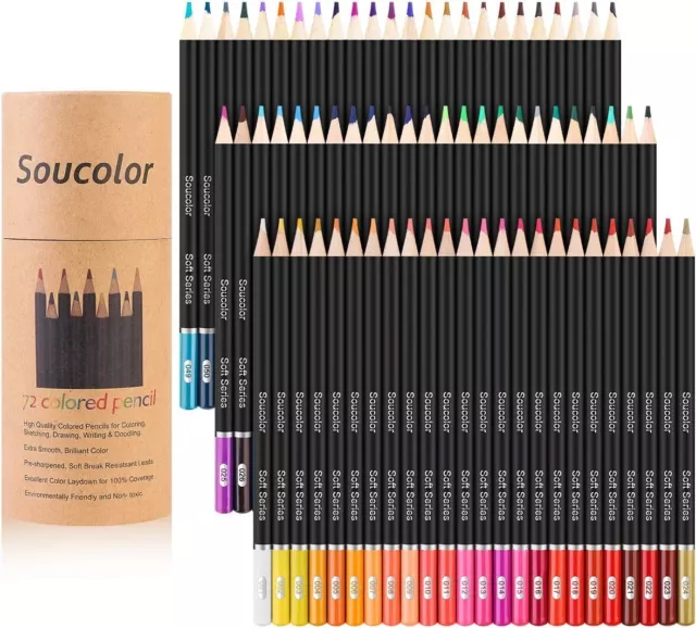 72 Lápices de Colores para Libros de Colorear para Adultos Núcleo Suave Dibujo