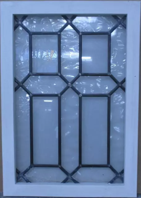 MIDSIZE OLD ENGLISH LEADED STAINED GLASS WINDOW Simple Cross 16.25" x 23.25"