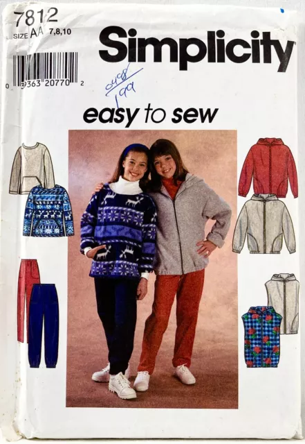 1997 Simplicity Sewing Pattern 7812 Girls Jacket Vest Top Pants Size 7-10 14511