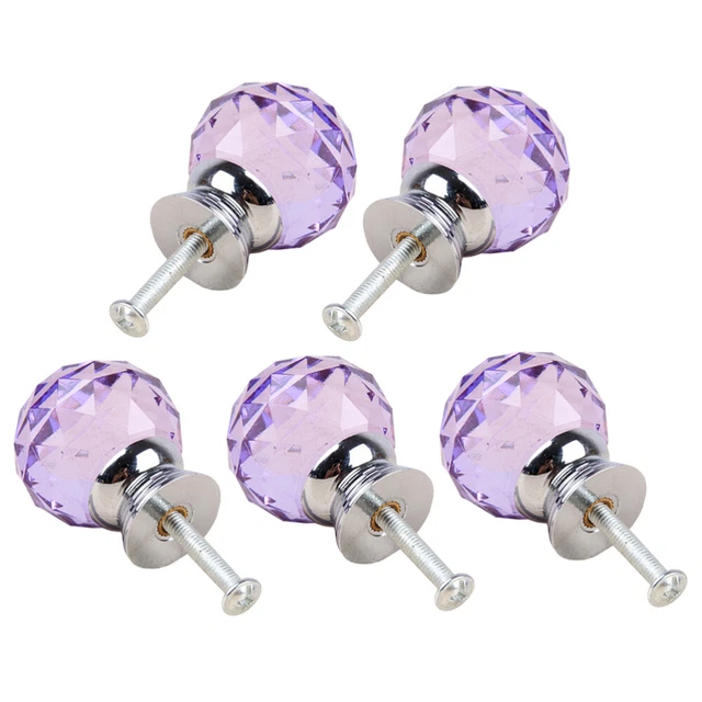 5 Pcs Cabinet Knob Cupboard Crystal Handle Glass Door Drawer