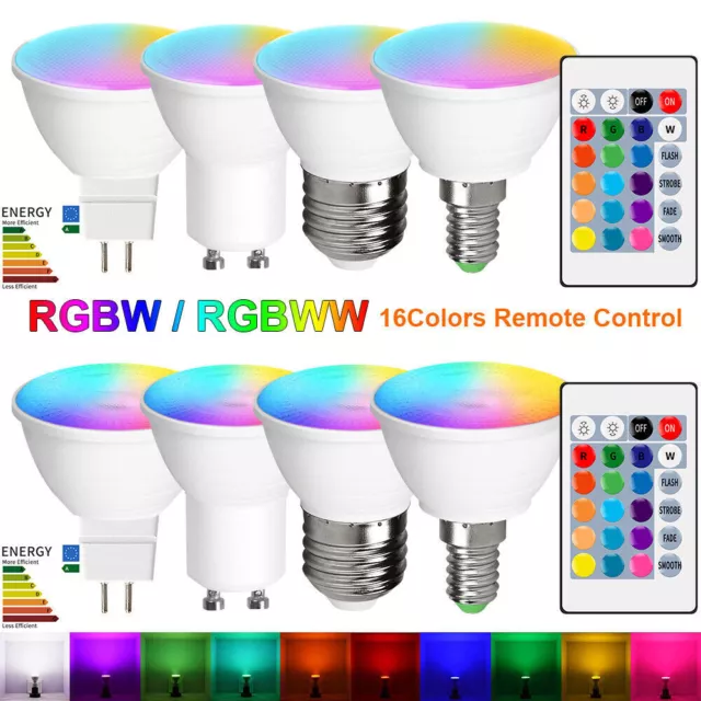 RGBW Bulb LED Spot Light 16 Colour Changing Remote Control E26/E27 E14 GU10 MR16