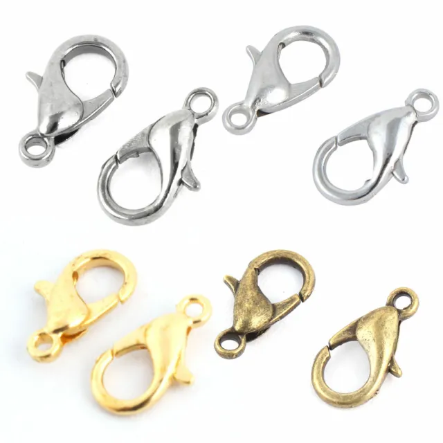 Jewelry DIY Metal Bracelet Necklace Chains Lobster Clasp Hooks 12 x 6mm 20pcs