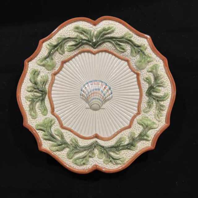 Fitz and Floyd Classics Sea Shell Plate Dish Collectible 8 3/4" Scallop Seaweed