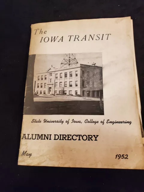 1952 Iowa Transit State University of Iowa Collège Engineering  Alumni Directory