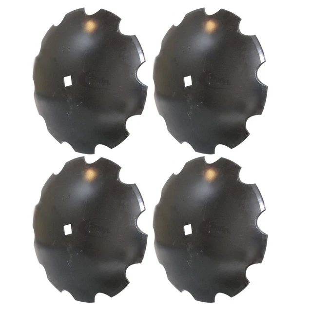 Set of (4) 602-640671 Notched Disc Blades 20" x 9 Gauge w/ 1 Sq x 1-1/8 Sq Axle