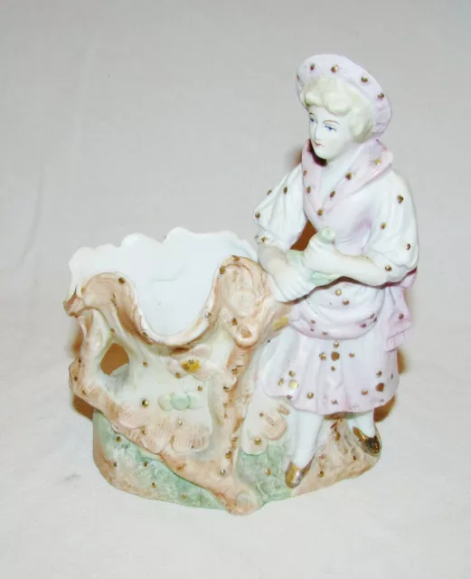 BISCUIT ANCIEN  VASE JEUNE FILLE STATUETTE  PORCELAINE 19ème siècle