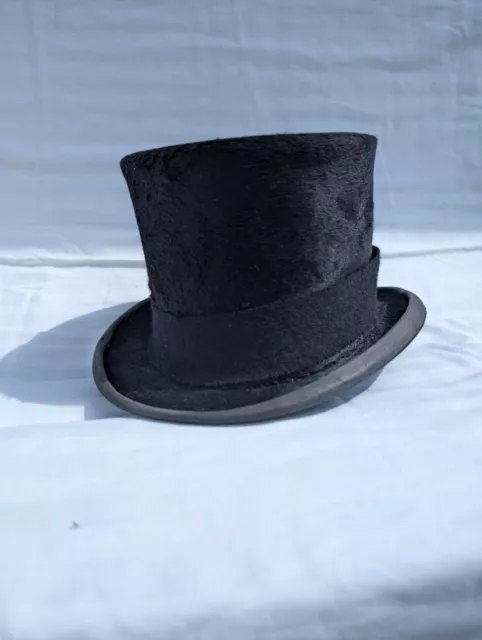 Vintage Lock & Co Hatters Black Top Hat/Hunt Rider Hat 21 1/2 "