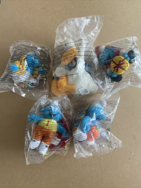 Joblot X 5 McDonald’s Happy Meal Plush SoftToys Sealed Bags 4 Smurfs+Cecil Duck