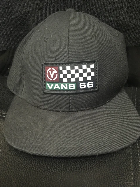Vans Off The Wall Men's Black Patch Kit Snapback Hat Surf Skate 66 Checkerboard