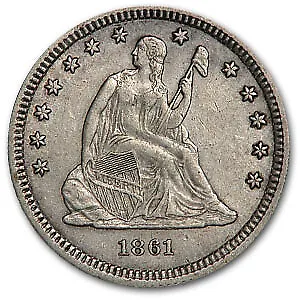 1861 Liberty Seated Quarter AU