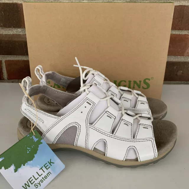 Earth Origins Women's Sassy White Leather Sport Sandals US 7 N Narrow Width NEW