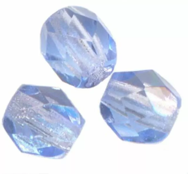 25 PERLES FACETTES DE BOHEME  6 mm LIGHT SAPPHIRE AB