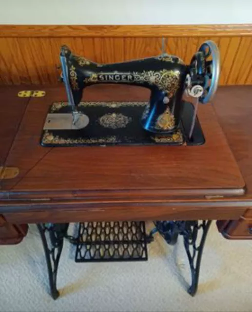 Singer #115 Treadle Sewing Machine With Accessories And Manual