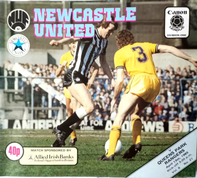 Newcastle V Queens Park Rangers Qpr Programme 13 April 1985