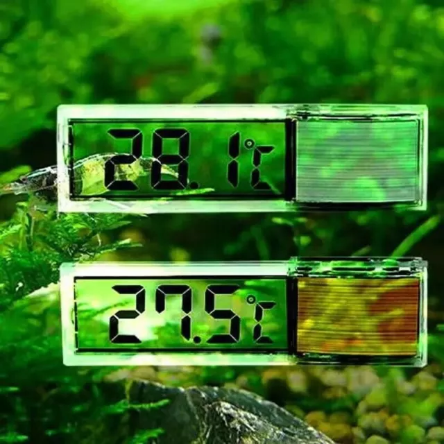 3D Fish Tank Thermometer Aquarium Digital Water LCD Crystal Gold / Silver state