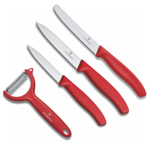 VICTORINOX Küchenset 4tlg. Gemüsemesser Tomatenmesser Messer Y Schäler - rot