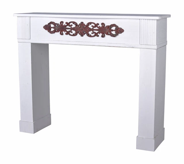 Console Decorativa Camino 107cm Mdf Console Camino Bianco Con Scaffale | Mobile Soggiorno Decorativo Con Archivio Camino Impilabile Bianco MDF