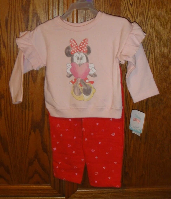NWT baby girl 12m DISNEY baby outfit set top shirt bottom pant Minnie Mouse 2pc