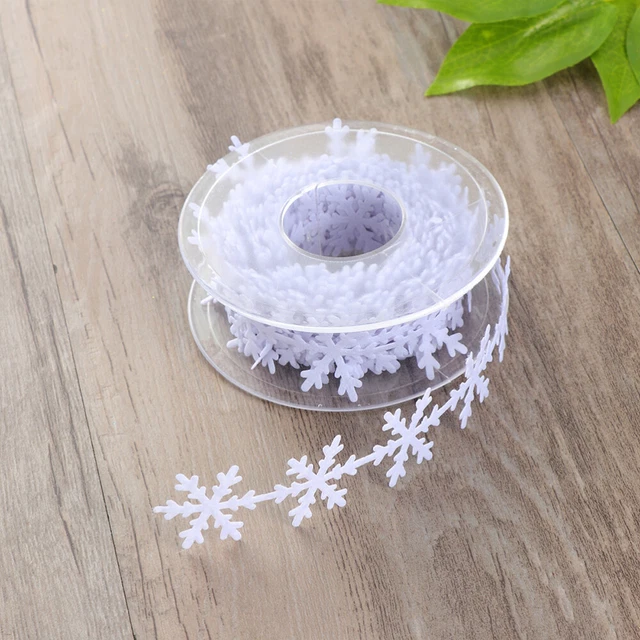 2 Rolls Schneeflocke Bahnband Schneeflocken Stoff für Weihnachtsdekoration