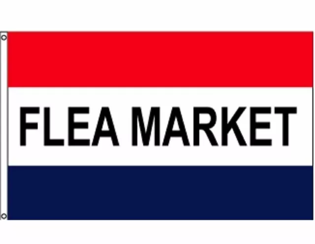 2 Pack FLEA MARKET Flag Banner 3x5 ft r/w/b Sign Polyester Flag Banner