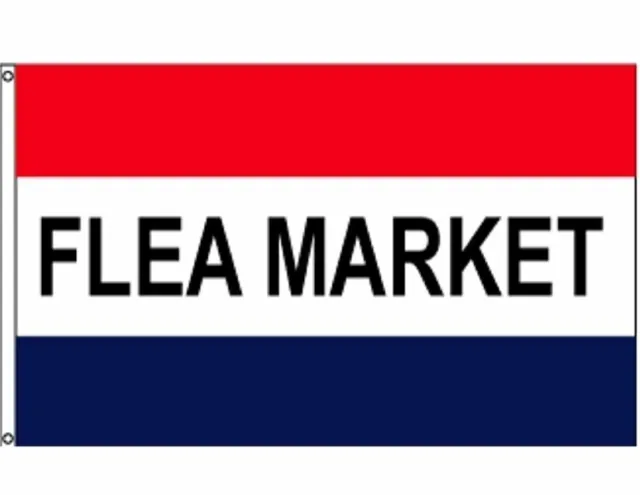 3 Pack FLEA MARKET Flag Banner 3x5 ft r/w/b Sign Polyester Flag Banner