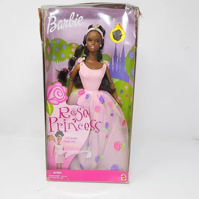 2000 ROSE PRINCESS BARBIE Doll Hair/Gown Transform African American ...