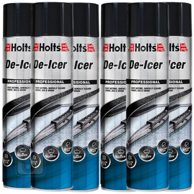 6 x Holts Car De-Icer Spray Melts Windscreen Ice Frost Aerosol Deicer 600ml