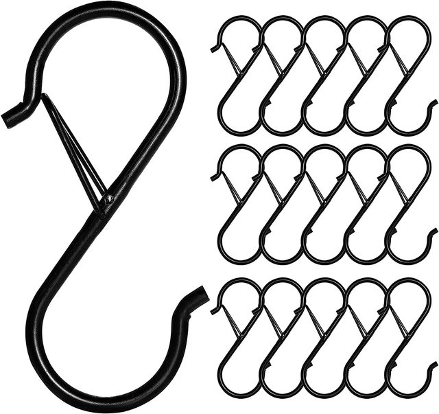 17 Pcs S Hooks for Hanging Safety Buckle, 3.5 Inch Stainless Steel S Shaped Lock