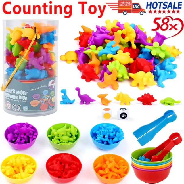 58X Counting Dinosaur Matching Game with Sorting Cups Educational Learning Toys