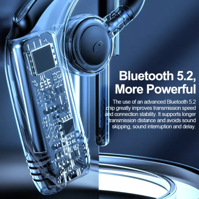 Handsfree Business Bluetooth Headphone Wireless Earphone Stereo Ear Hook Headset 3