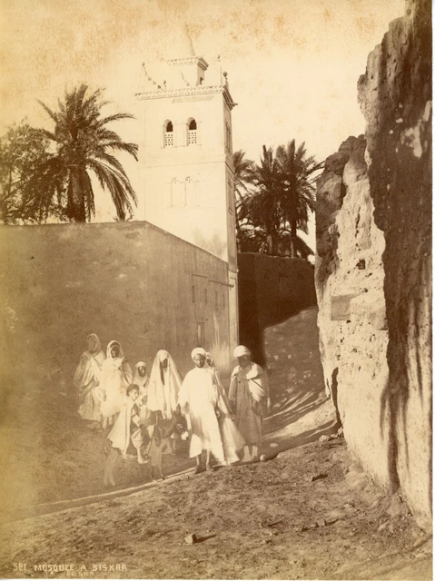 Photo Vintage Algérie - Rue à Biskra, Tirage Albuminé 18x24 Cm, Circa 1880