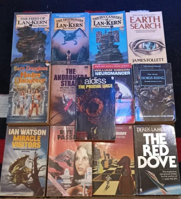 13 Vintage Sci-Fi Books Including The Andromeda Strain & Lan-kern Trilogy