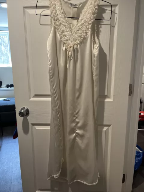 VINTAGE Christian Dior Lingerie Nightgown w/ Floral design  small stitching 49”