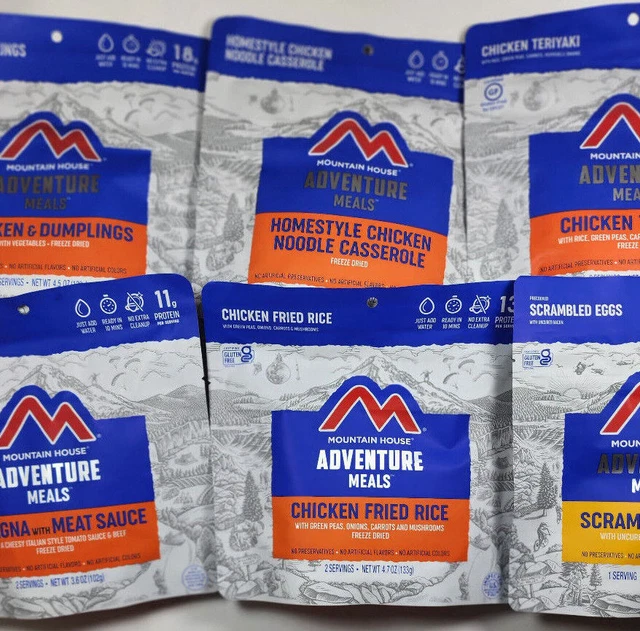 MOUNTAIN HOUSE FREEZE Dried Food pouch Backpack Trail Emergency Camping