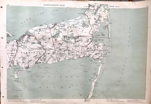 1891 Cape Cod Map Massachusetts Atlas Walker Authentic