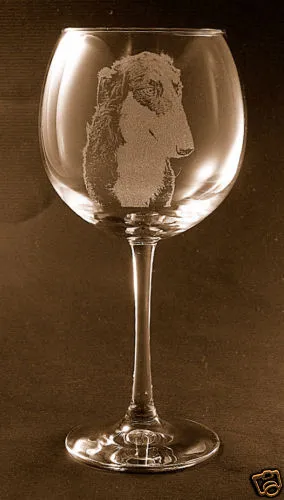Etched Borzoi on Large Elegant Wine Glasses - Set of 2