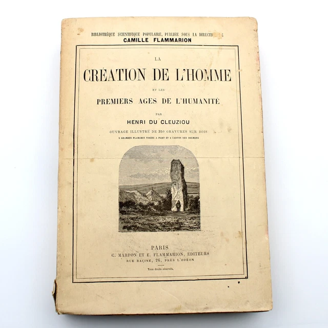 Livre Ancien Flammarion 1887 - La Création De L'Homme, 350 Gravures, Reliure Cuir
