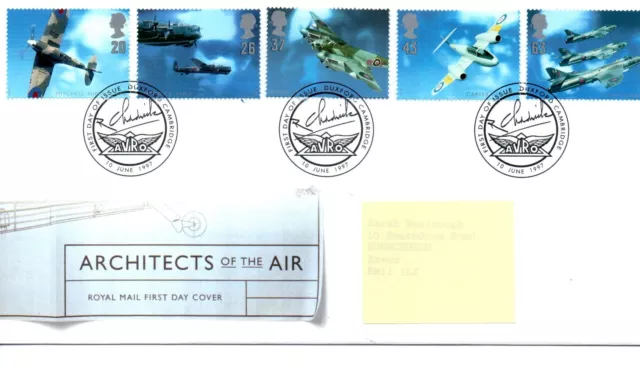 GB - FIRST DAY COVER - FDC - COMMEMS -1997- AIRCRAFT DESIGNERS - Pmk  Cambridge
